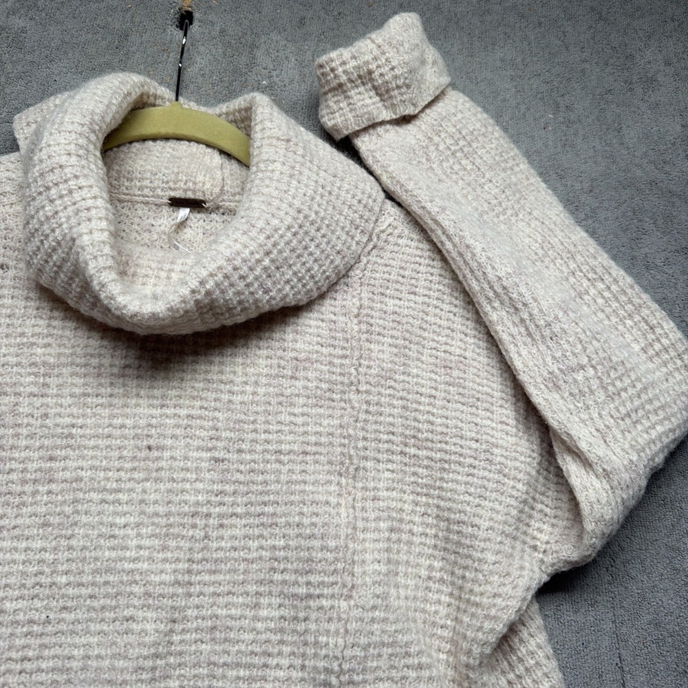 Free People Women's Beige Turtleneck Knit Sweater Wool Blend XS